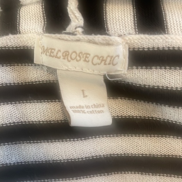 Black & White Striped Open Front Cardigan by Melrose Chic Size Large - Picture 4 of 9